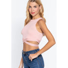 Sleeveless Crew Neck Waist Tie Crop Sweater Top-NXTLVLNYC