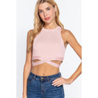 Sleeveless Crew Neck Waist Tie Crop Sweater Top-NXTLVLNYC