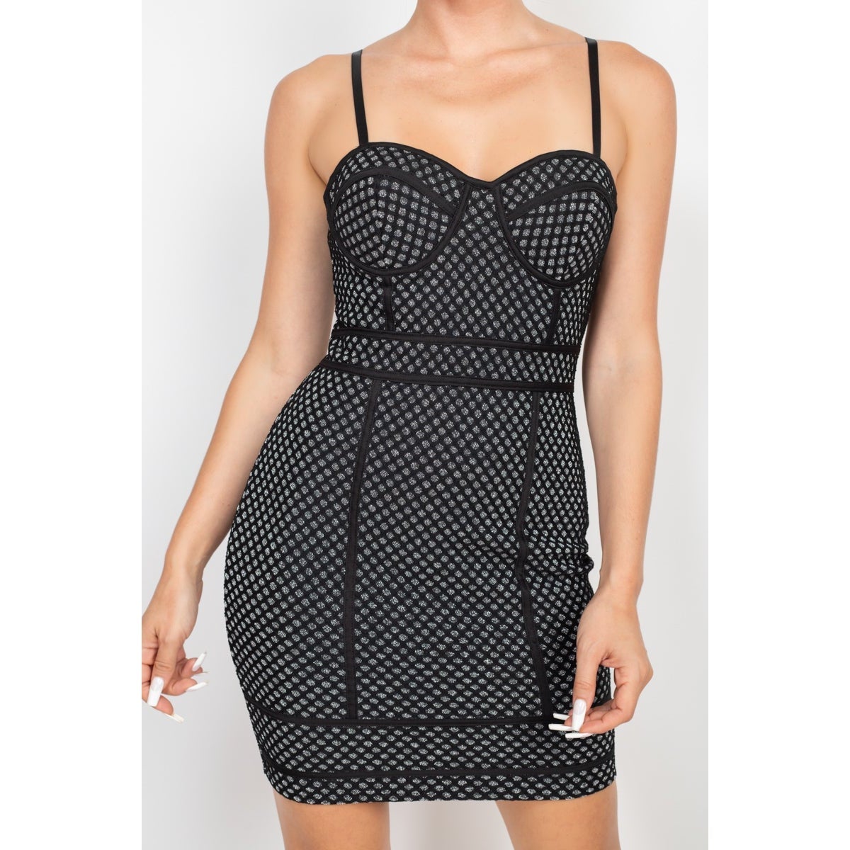 Sleeveless Sparkle Honeycomb Bodycon Dress-NXTLVLNYC