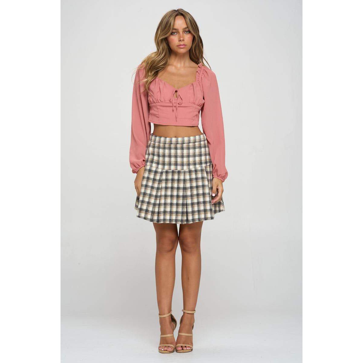 Smocked Long Sleeves Crop Top-Shirts & Tops-NXTLVLNYC