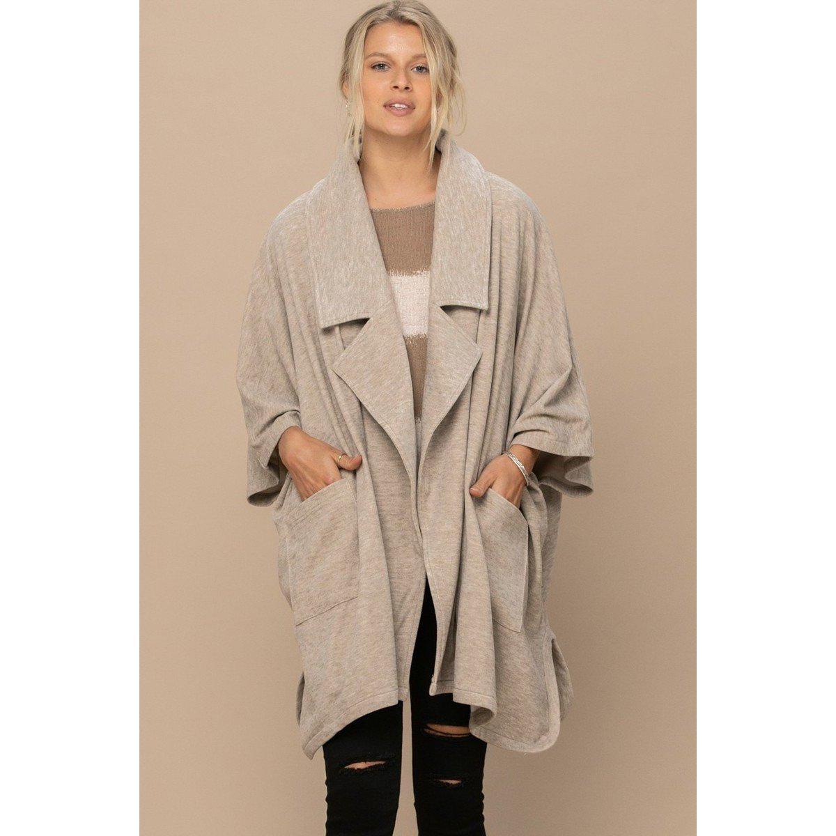 Solid Knit Oversized Trench Jacket-NXTLVLNYC
