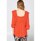 Solid Loose-fit Gauze Peasant Blouse-Shirts & Tops-NXTLVLNYC