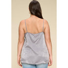 Solid Satin Sleeveless Cami Woven Tank Top-Clothing Tops-NXTLVLNYC