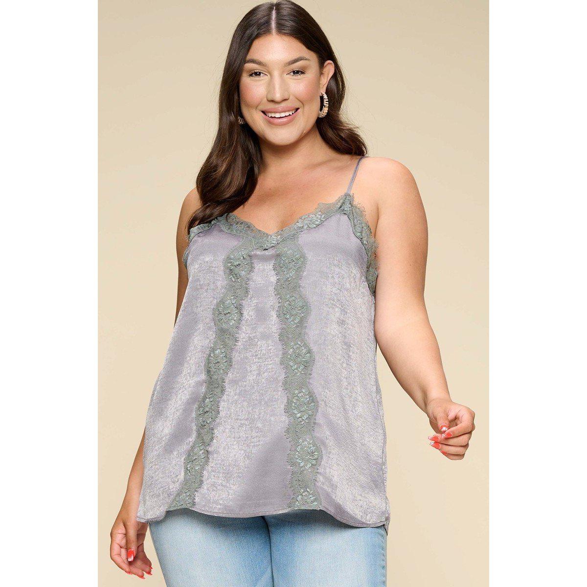 Solid Satin Sleeveless Cami Woven Tank Top-Clothing Tops-NXTLVLNYC