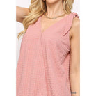 Solid Textured And Sleeveless Surplice Top With Shoulder Tie-NXTLVLNYC