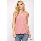 Solid Textured And Sleeveless Surplice Top With Shoulder Tie-NXTLVLNYC