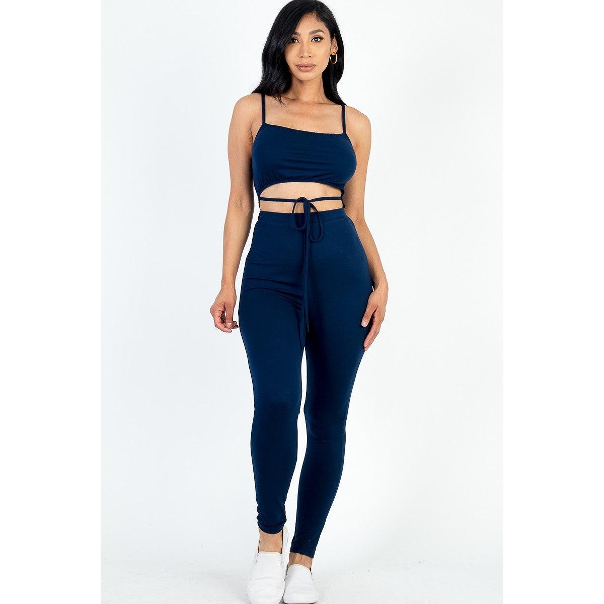 Solid Tie Front Cut Out Jumpsuit-NXTLVLNYC