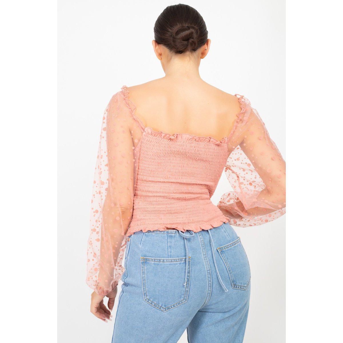 Square Neck Smocking Top-NXTLVLNYC