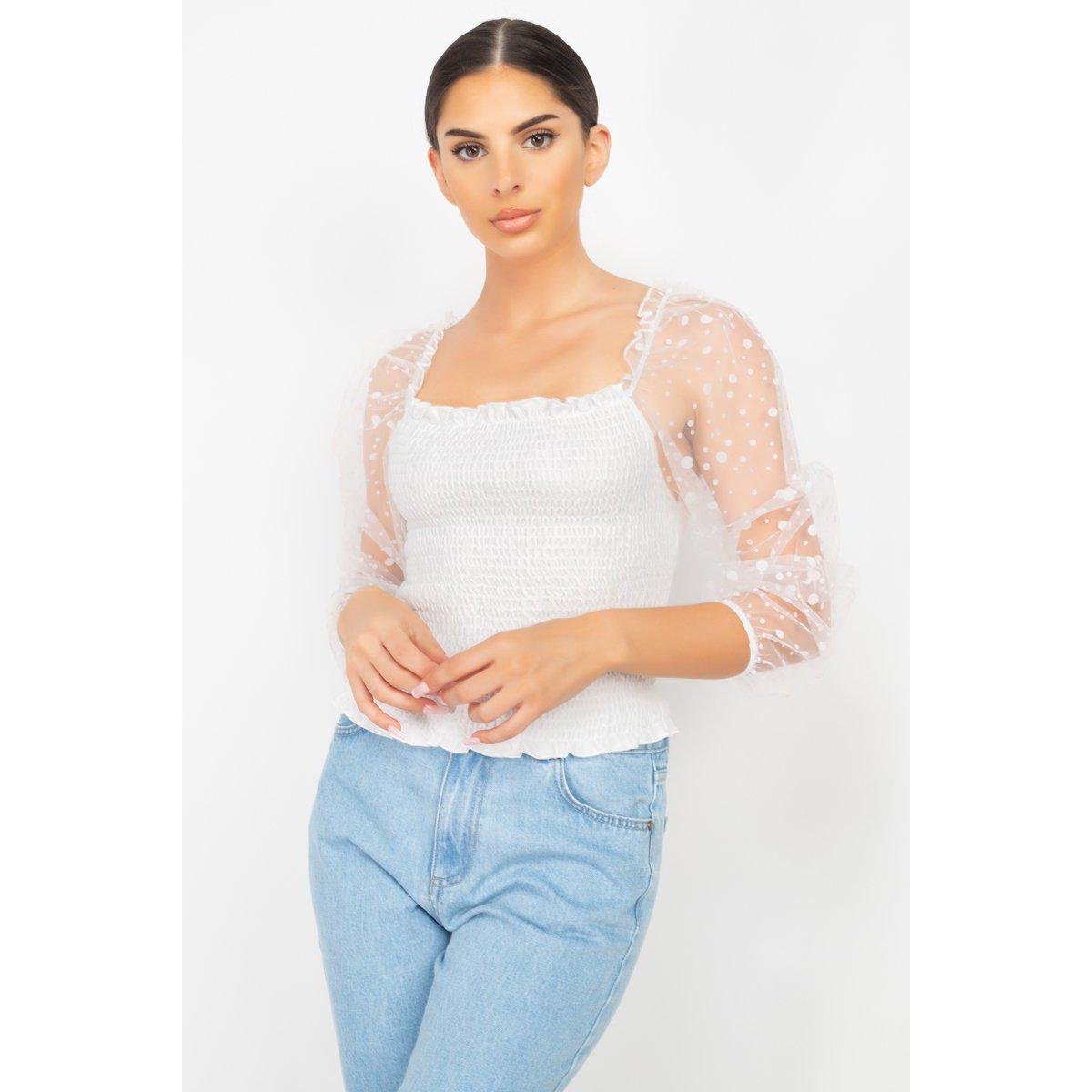 Square Neck Smocking Top-NXTLVLNYC