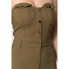 Strapless Button Down Mini Dress-Clothing Dresses-NXTLVLNYC