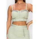 Studded Stone Cami Top & Slit Mini Skirts Set-Dresses-NXTLVLNYC