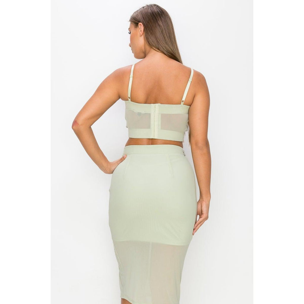Studded Stone Cami Top & Slit Mini Skirts Set-Dresses-NXTLVLNYC