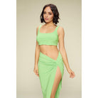 Summer Days Solid Crop Top & Split Thigh Twist Slit Skirt Set-Women - Apparel - Short sets-NXTLVLNYC