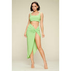 Summer Days Solid Crop Top & Split Thigh Twist Slit Skirt Set-Women - Apparel - Short sets-NXTLVLNYC