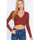 Surplice W/tie Rib Knit Top-NXTLVLNYC