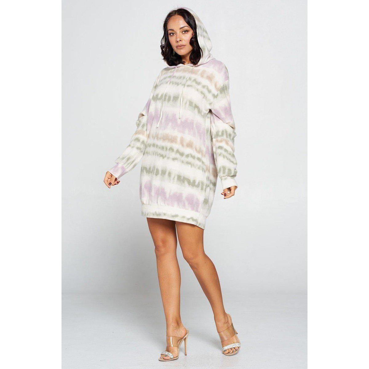 Terry Brushed Print Sweater Dress-Women - Apparel - Dresses - Casual-NXTLVLNYC
