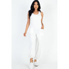 Casual Solid French Terry Sleeveless Scoop Neck Front Pocket Jumpsuit-NXTLVLNYC