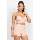 Terry Towel Bralette Top & Mini Shorts Set-NXTLVLNYC