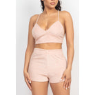 Terry Towel Bralette Top & Mini Shorts Set-NXTLVLNYC