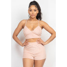 Terry Towel Bralette Top & Mini Shorts Set-NXTLVLNYC