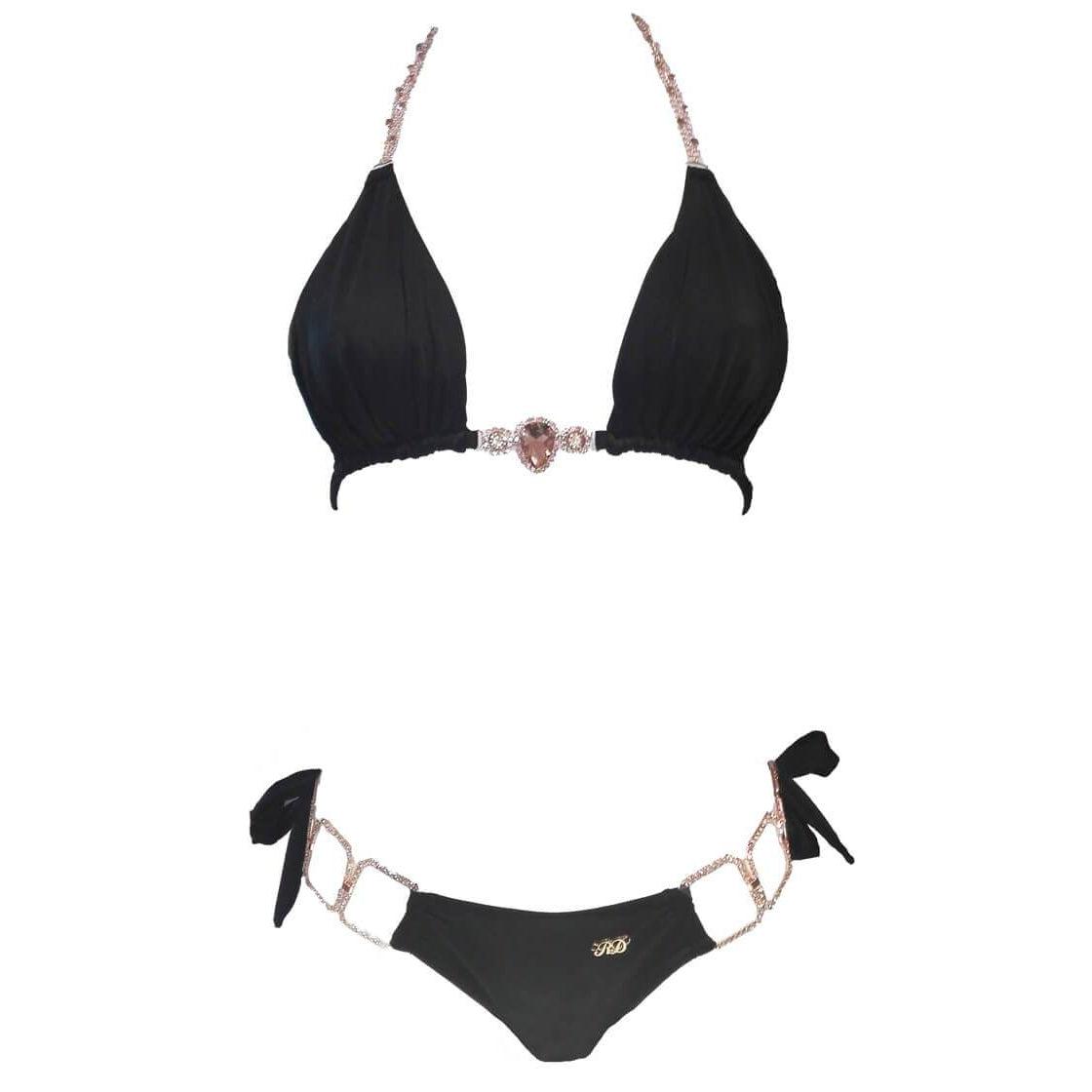 Tessa Triangle Top & Tie Side Bottom - Black-Sports & Entertainment - Swimming - Bikinis Set-NXTLVLNYC