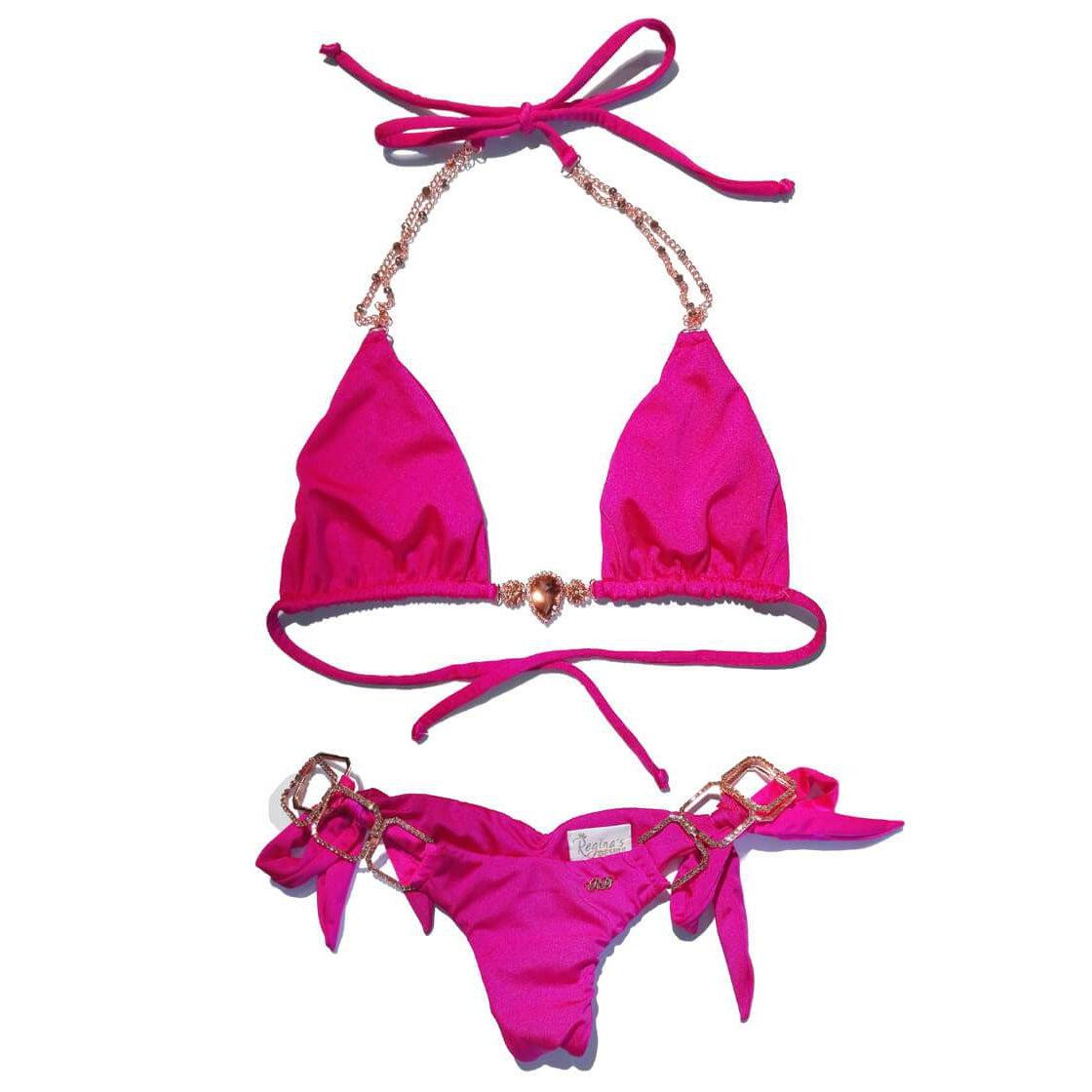 Tessa Triangle Top & Tie Side Bottom - Pink-Sports & Entertainment - Swimming - Bikinis Set-NXTLVLNYC