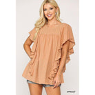 Textured Ruffle Sleeve Tunic Top With Back Keyhole-Clothing Tops-NXTLVLNYC