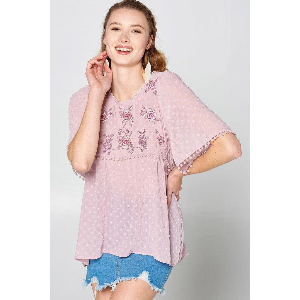 This Detailed Lace Trimmed Bubble Chiffon Blouse-Shirts & Tops-NXTLVLNYC