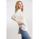 Tie Dye Round Neck Ribbed Button Front Top With Round Hem-Clothing Tops-NXTLVLNYC