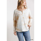 Tie Dye Round Neck Ribbed Button Front Top With Round Hem-Clothing Tops-NXTLVLNYC
