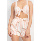 Tie-front Striped Crop Top & Belted Shorts Set-NXTLVLNYC