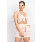 Tie-front Striped Crop Top & Belted Shorts Set-NXTLVLNYC