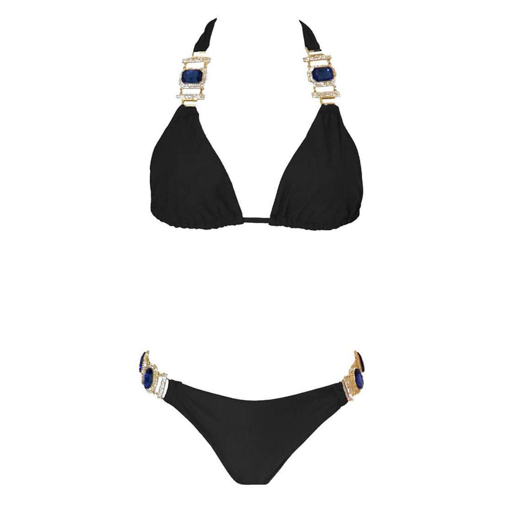 Tina Halter Top & Skimpy Bottom - Black-Sports & Entertainment - Swimming - Bikinis Set-NXTLVLNYC
