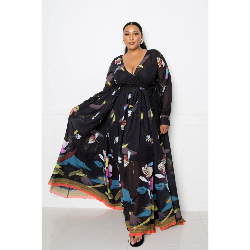 Tropical Print Maxi Dress-Women - Apparel - Dresses - Maxi-NXTLVLNYC