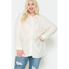 Twisted Knot Detail Oversized Satin Shirt-NXTLVLNYC