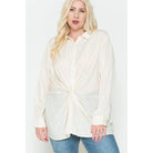 Twisted Knot Detail Oversized Satin Shirt-NXTLVLNYC