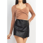 Twisted Velvety Long Sleeve Crop Top-NXTLVLNYC