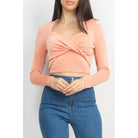 Twisted Velvety Long Sleeve Crop Top-NXTLVLNYC