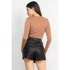 Twisted Velvety Long Sleeve Crop Top-NXTLVLNYC