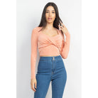 Twisted Velvety Long Sleeve Crop Top-NXTLVLNYC