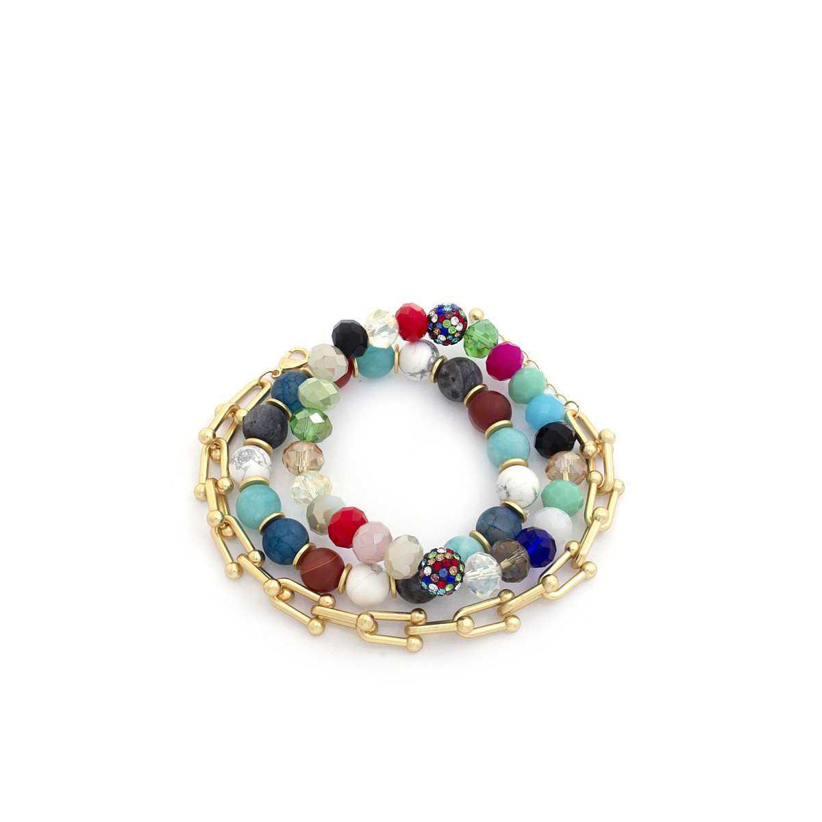 U Link Stone Beaded Bracelet Set.-NXTLVLNYC