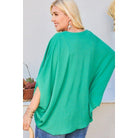 V Neck Dolman Sleeves Front Waist Elastic Solid Top-NXTLVLNYC