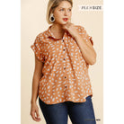 V-neck Dalmatian Print Button Front Top With Pocket Detail-Clothing Shirts-NXTLVLNYC