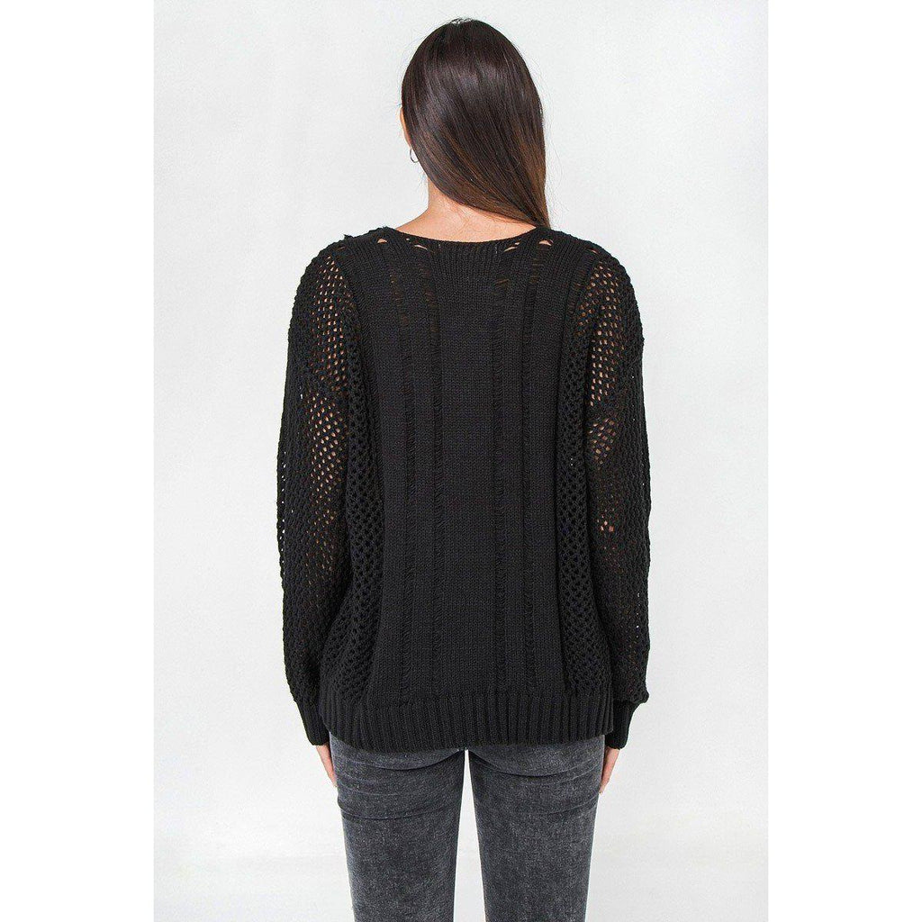 Waffle Knit Sweater-Clothing Sweaters-NXTLVLNYC