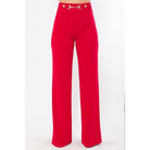 Waist Button And Buckle Detailed Fashion Pants-Women - Apparel - Pants - Trousers-NXTLVLNYC